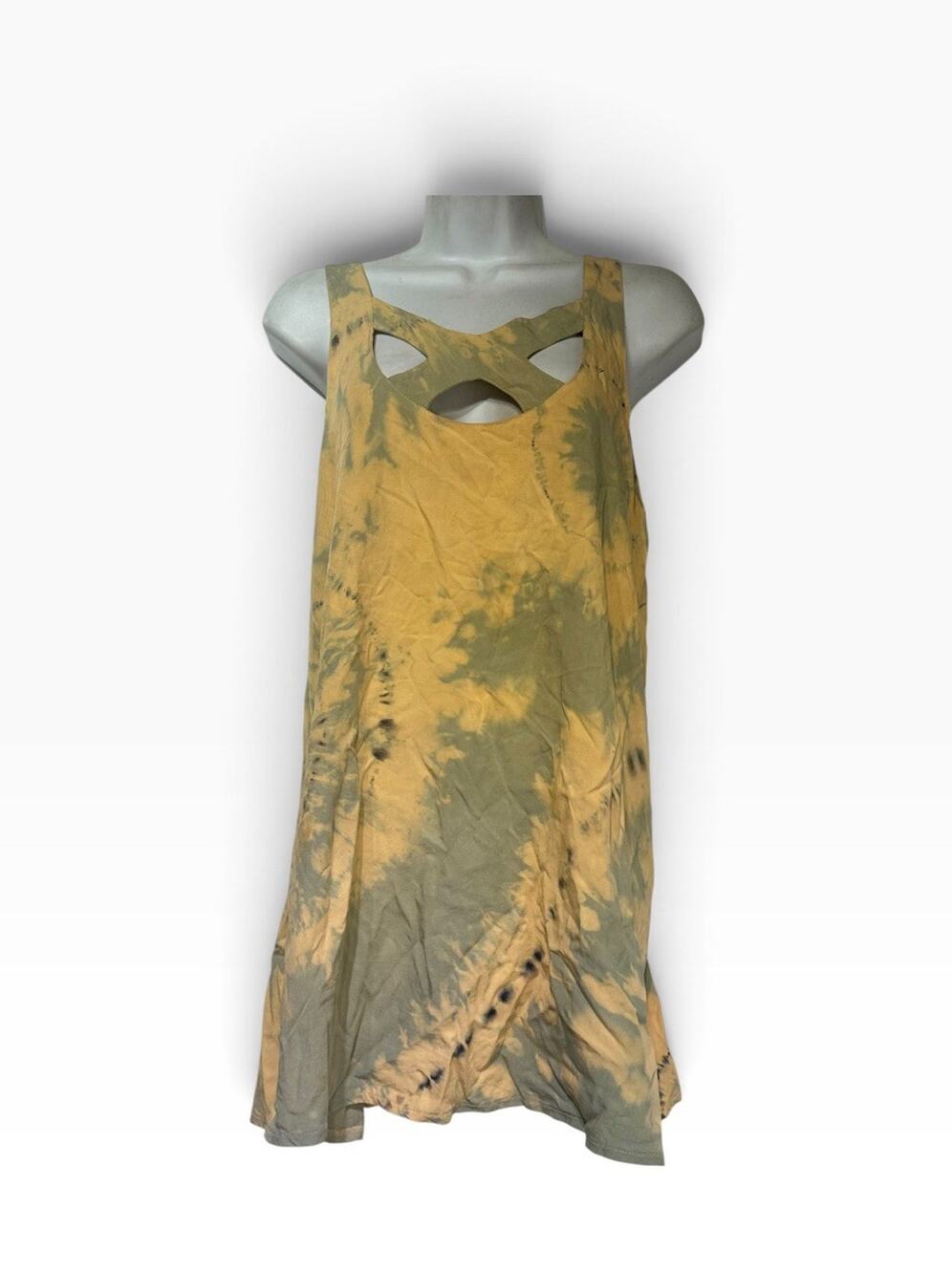Lenni Tie Dye Bohemian Sleeveless Cut Out Tunic tank Top Size 6